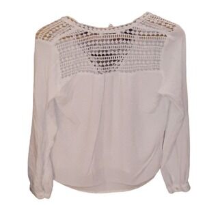 Julie Billiart‎ White Crochet Lace Back Long Sleeve Blouse Top Womens Size S